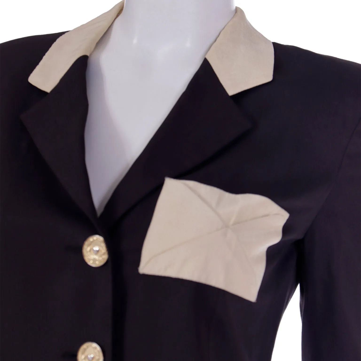 1990s Franco Moschino Vintage Brown Blazer w Envelope Style Pockets