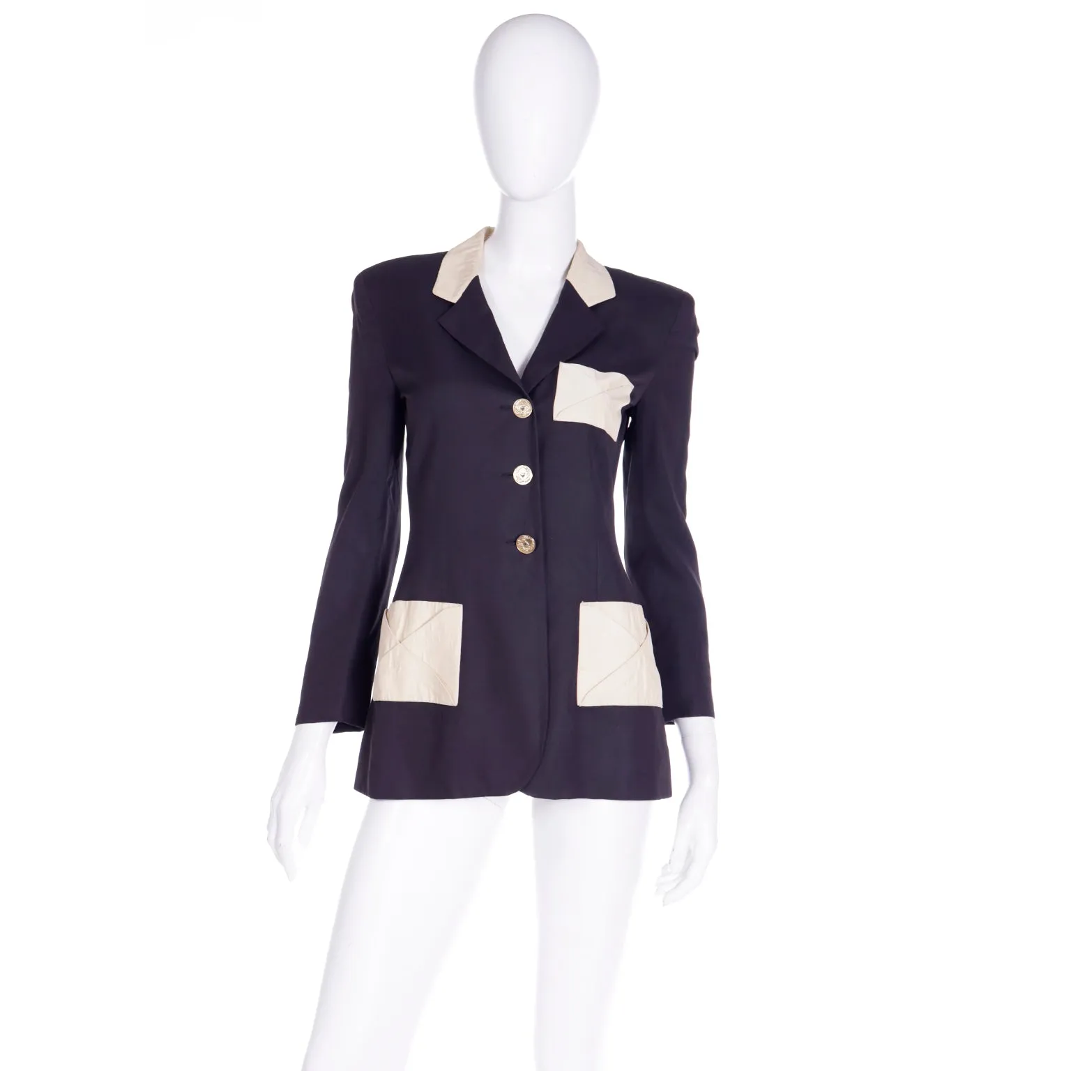 1990s Franco Moschino Vintage Brown Blazer w Envelope Style Pockets