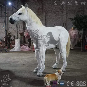 8 Feet Lifelike Two Person White Horse Costume|MCSDINO