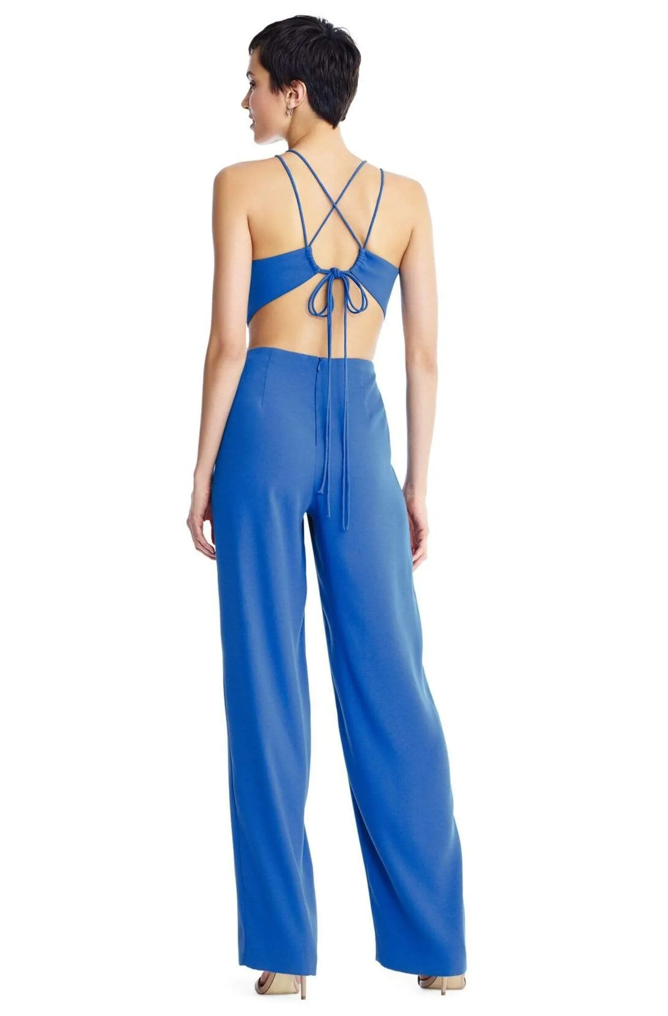 Aidan Mattox - MN1E204053 Sleeveless Halter Jumpsuit With Back Ties