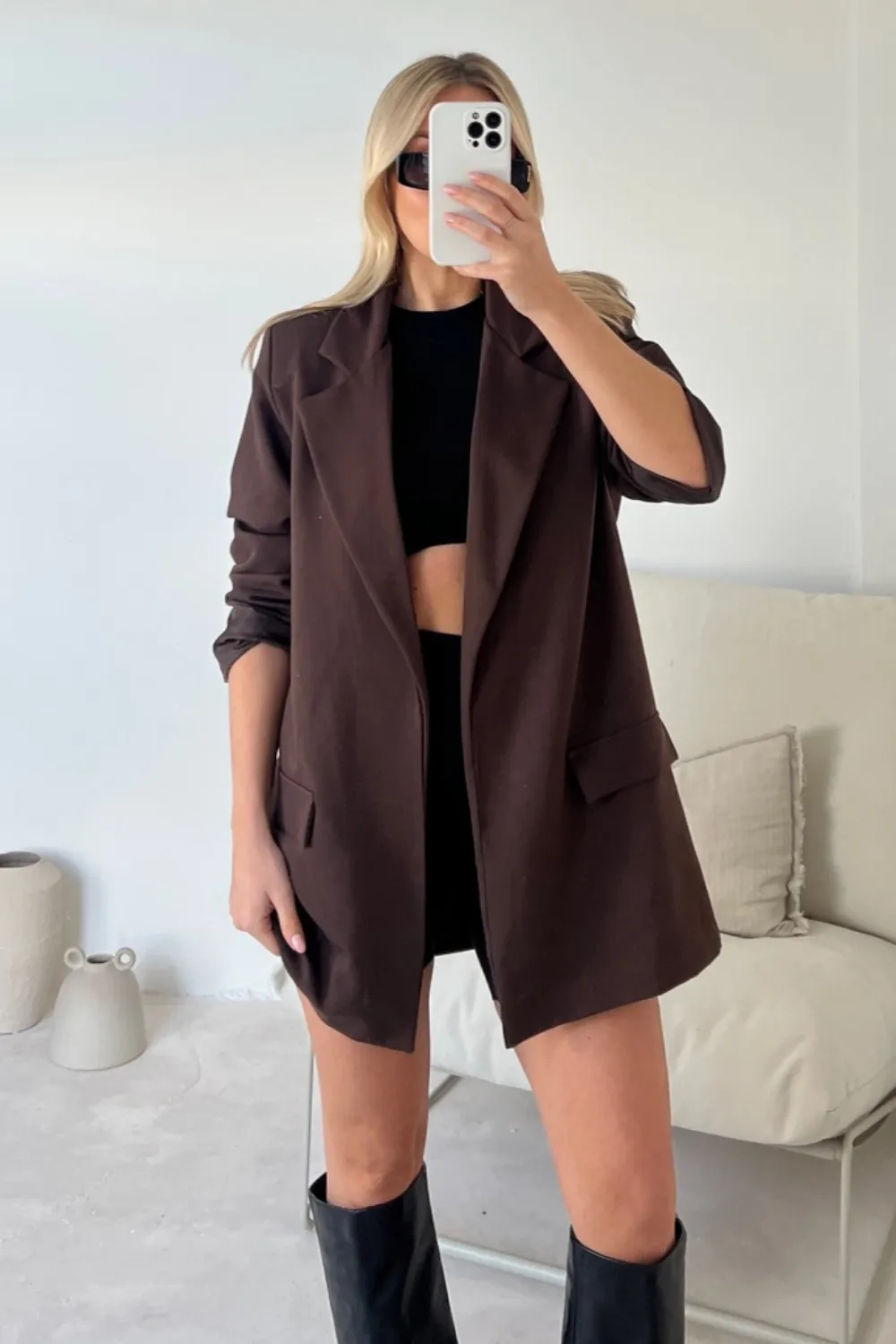 Amelia brown oversized tailored blazer