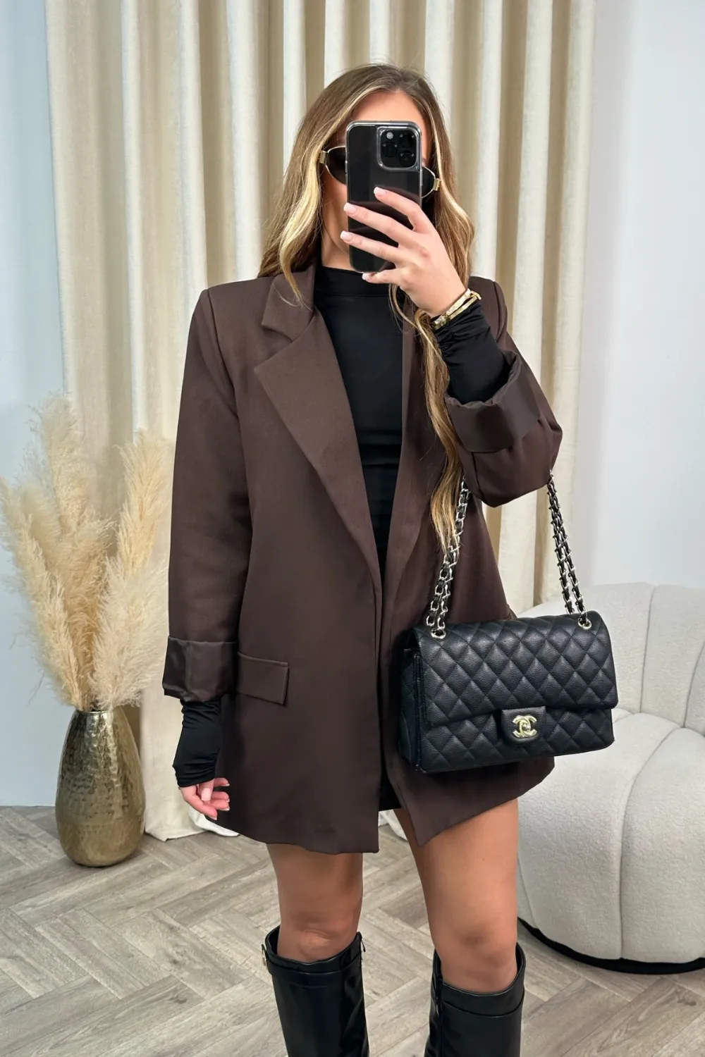 Amelia brown oversized tailored blazer