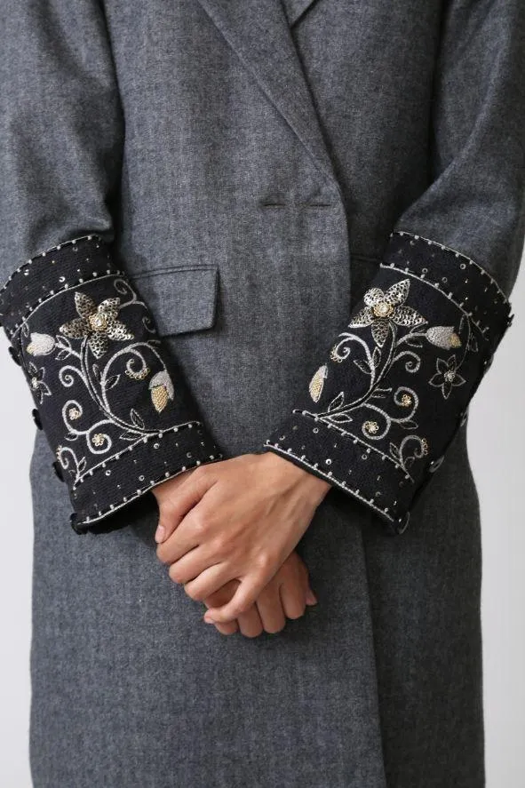 AZAR Grey Hand-Embroidered Coat