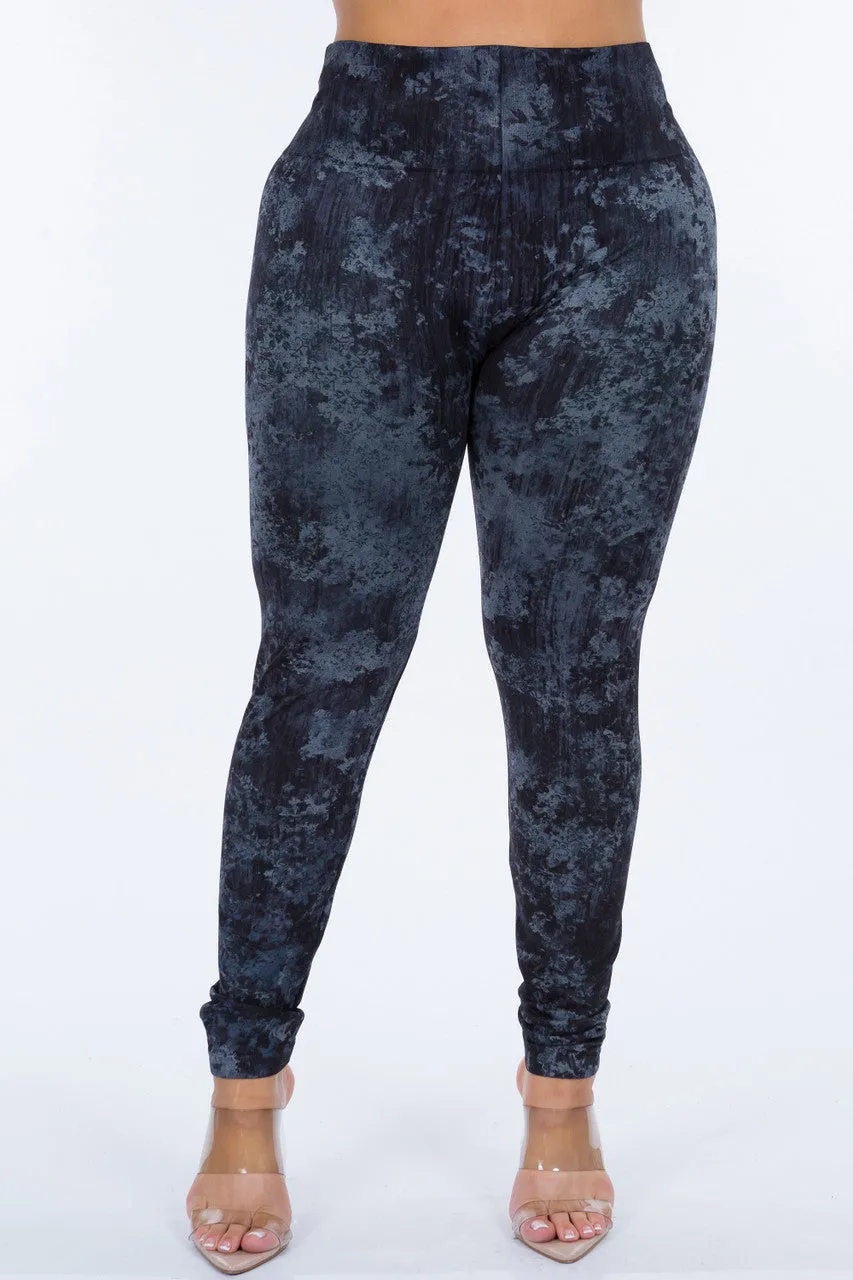 B4292FM High Waist Full Length Pewter Abstract Legging