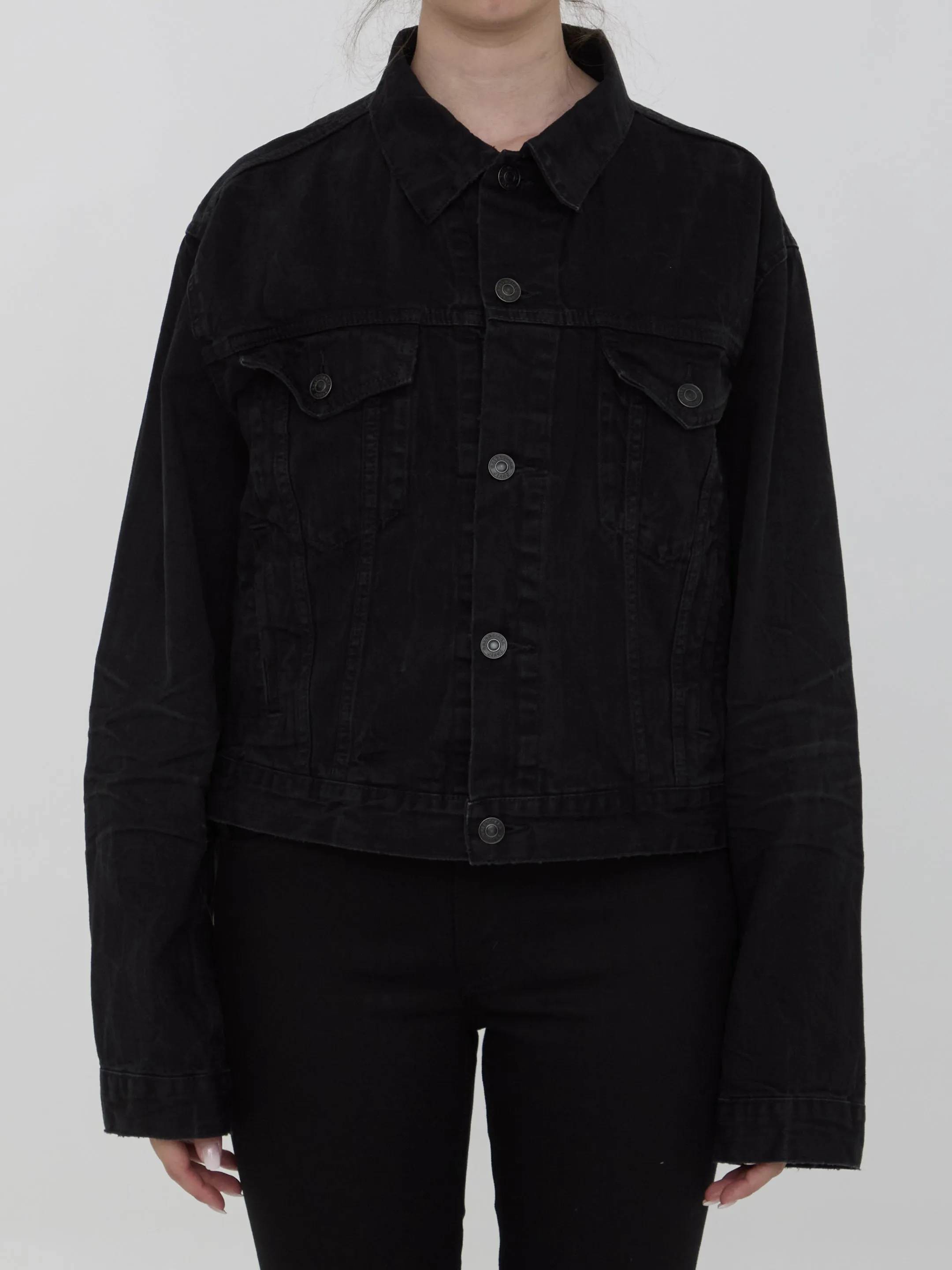 Balenciaga Small Fit Denim Crop Jacket