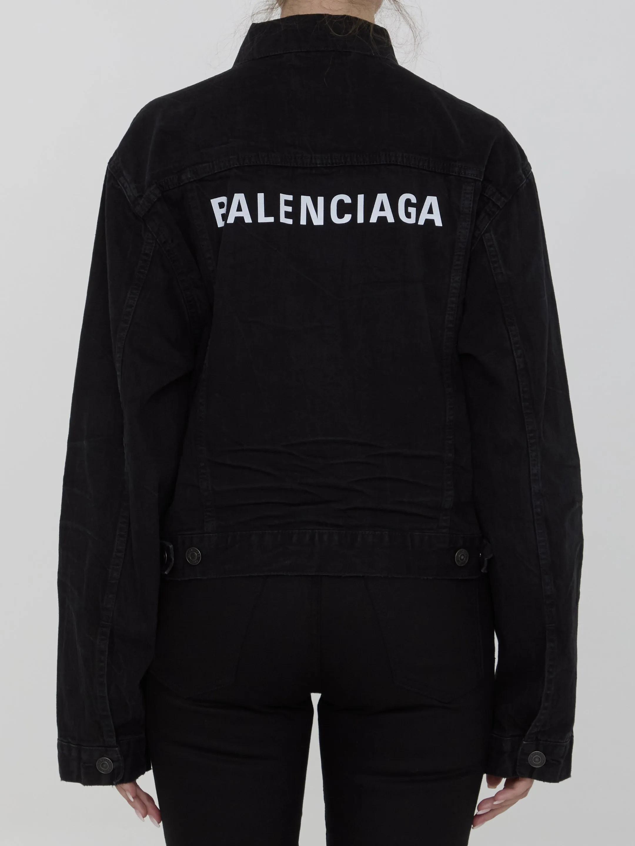 Balenciaga Small Fit Denim Crop Jacket