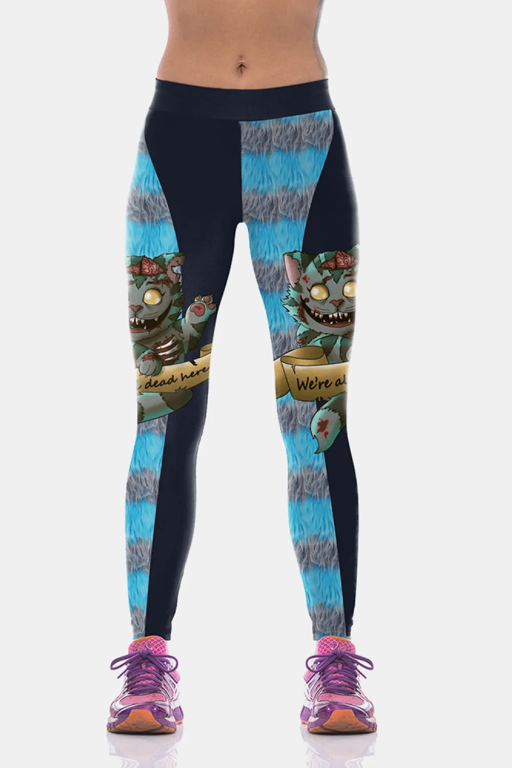 Black & Blue Printed Elastic Waistband Leggings