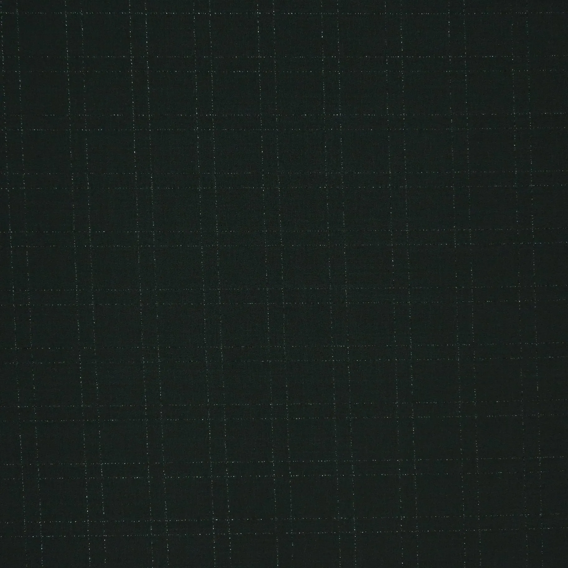 Black with Lurex Thread Windowpane Worsted Wool Suiting Fabric