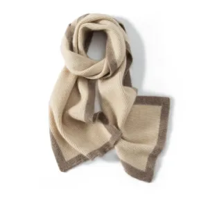 Cashmere Scarf Women's  Warm Color Block Knitted Scarf Soft Scarf for Women Travel