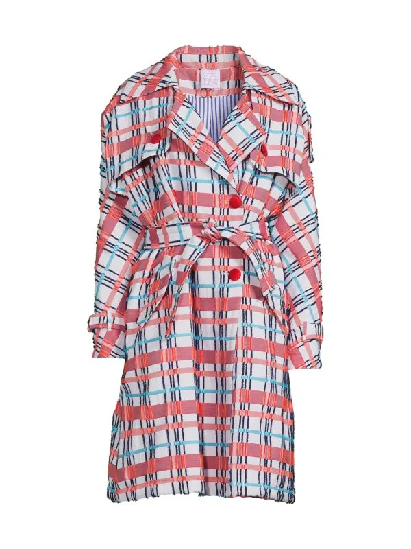 Checkered trench coat with belt Stella Jean Pink multi