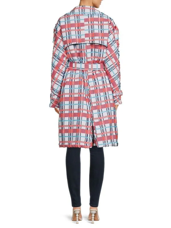 Checkered trench coat with belt Stella Jean Pink multi