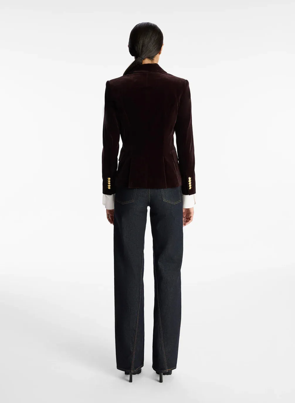 Chelsea Velvet Tailored Jacket - Chocolate