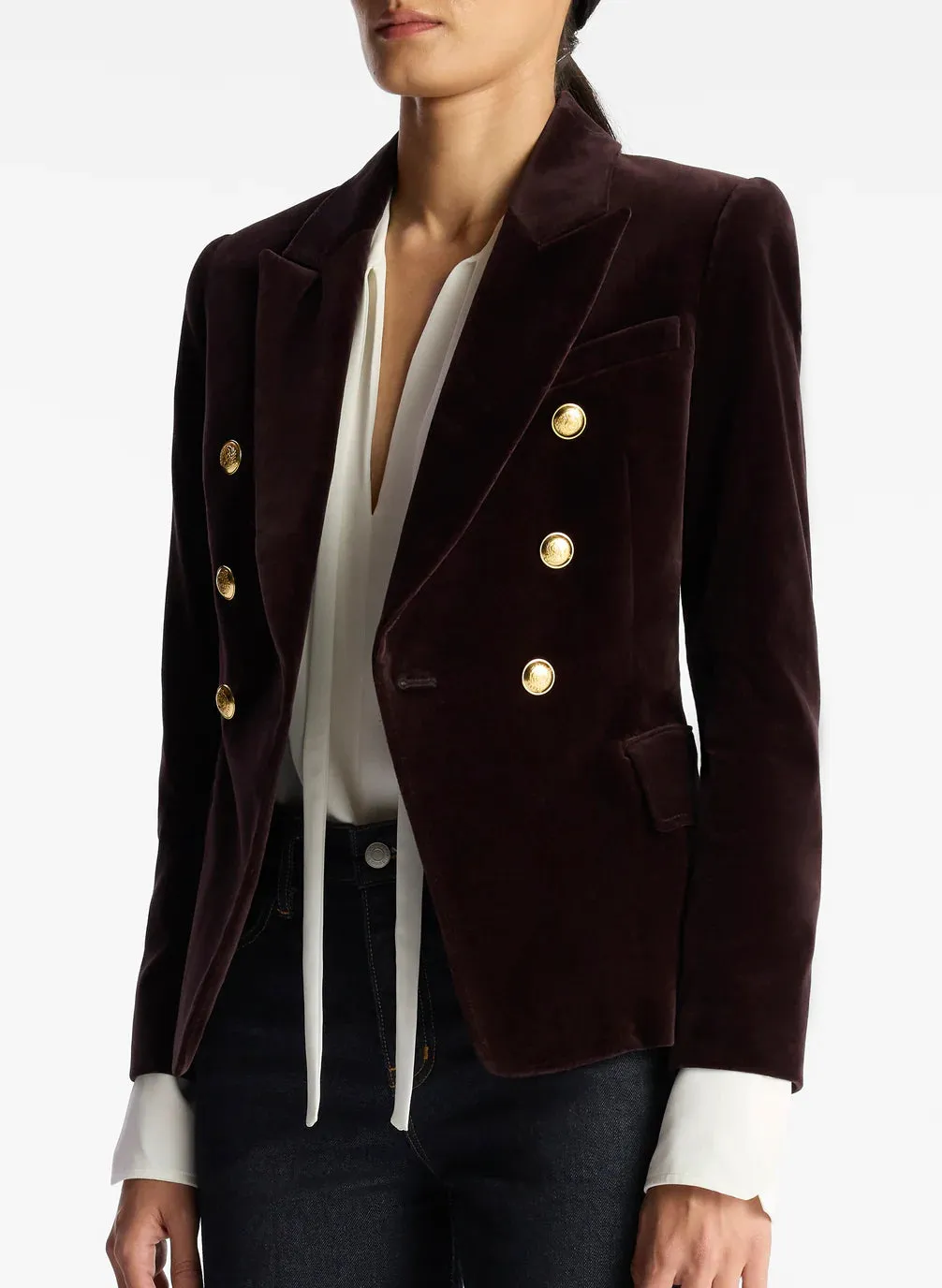 Chelsea Velvet Tailored Jacket - Chocolate