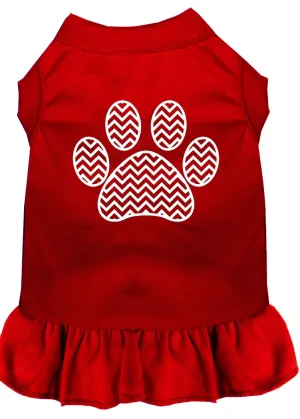 Chevron Paw Screen Print Dress Red 4x (22)