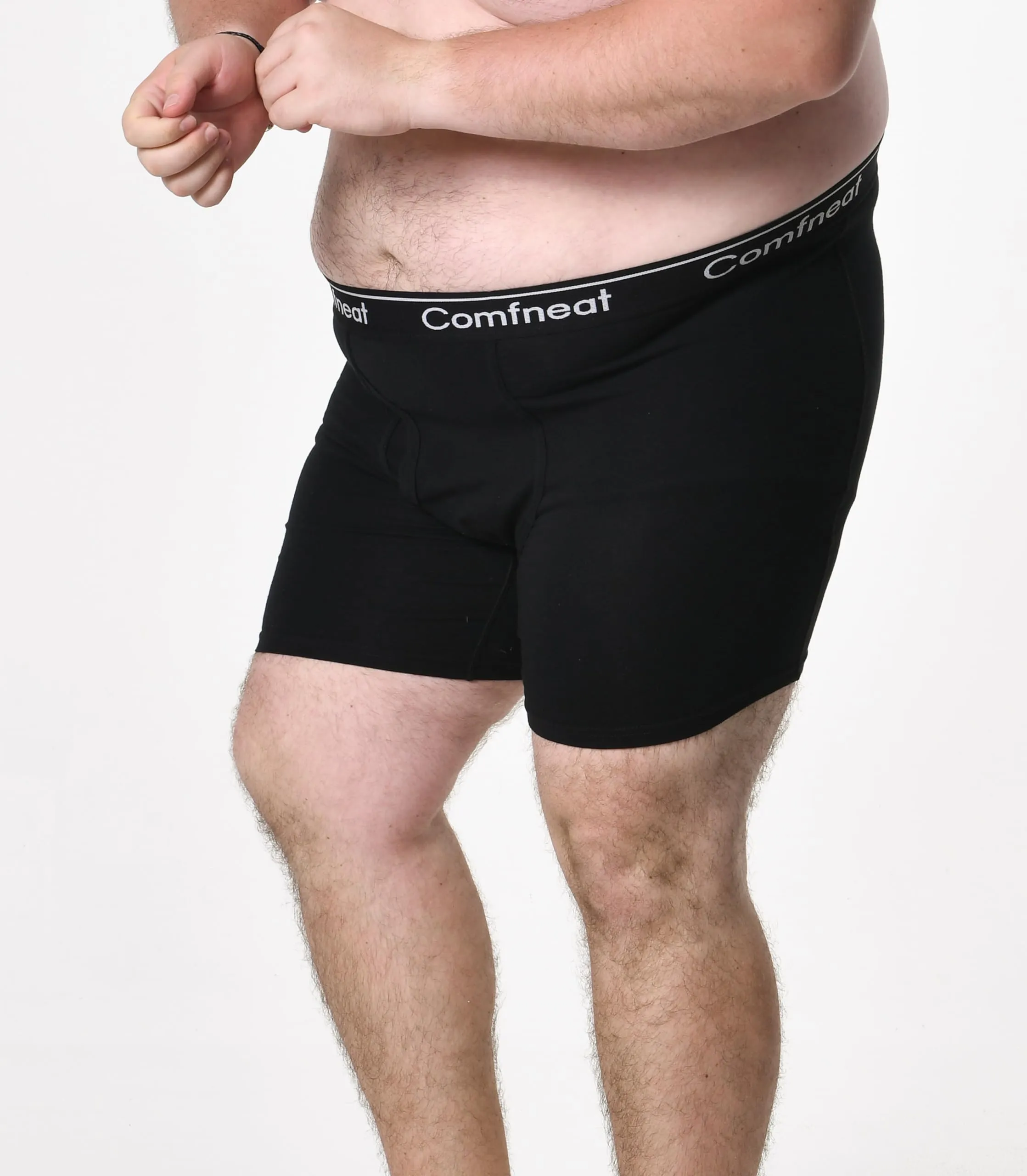 Comfneat Men's 5-Pack Big & Tall 3XL-7XL Boxer Briefs Cotton Spandex Underwear Underpants with Fly