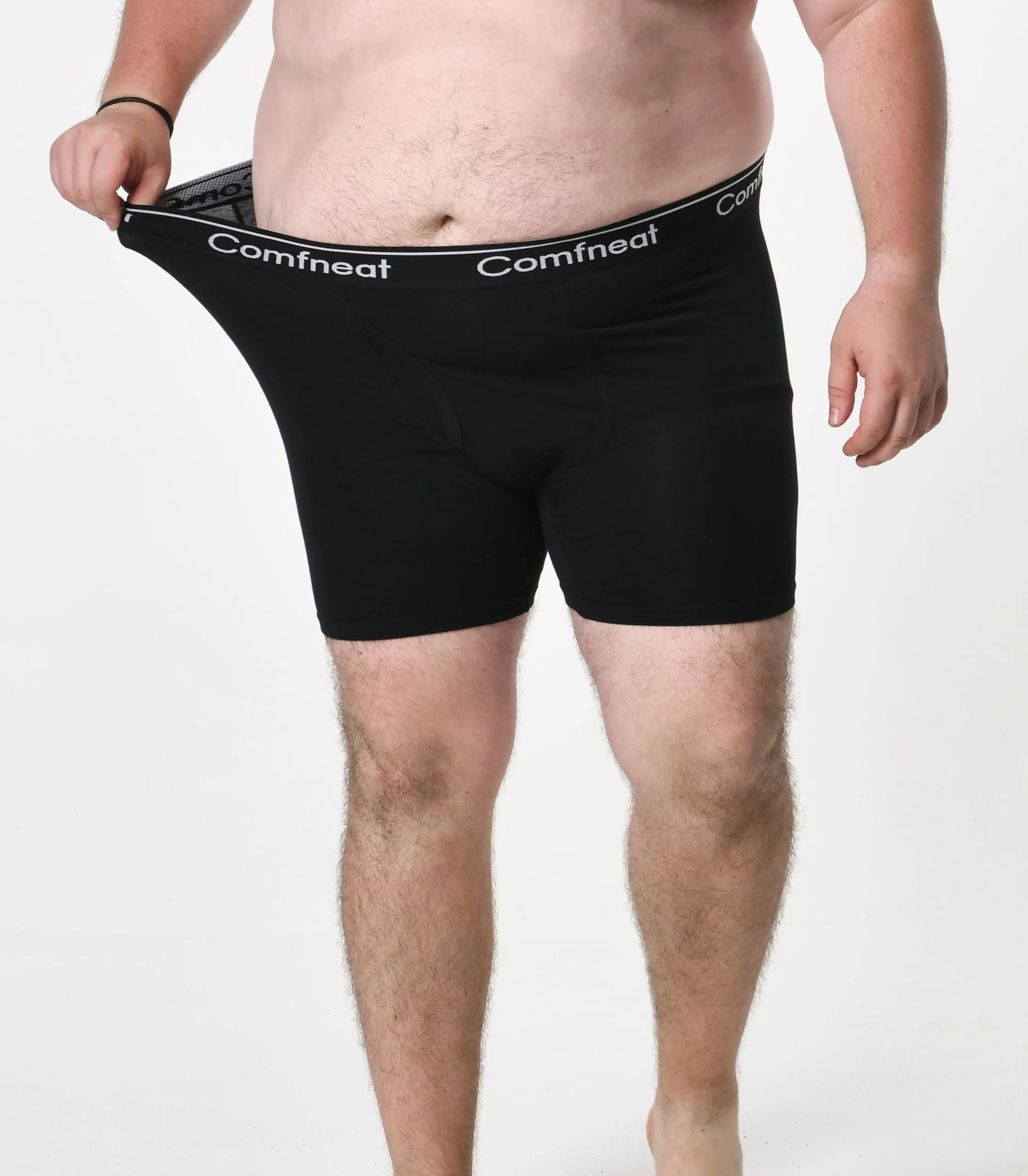 Comfneat Men's 5-Pack Big & Tall 3XL-7XL Boxer Briefs Cotton Spandex Underwear Underpants with Fly