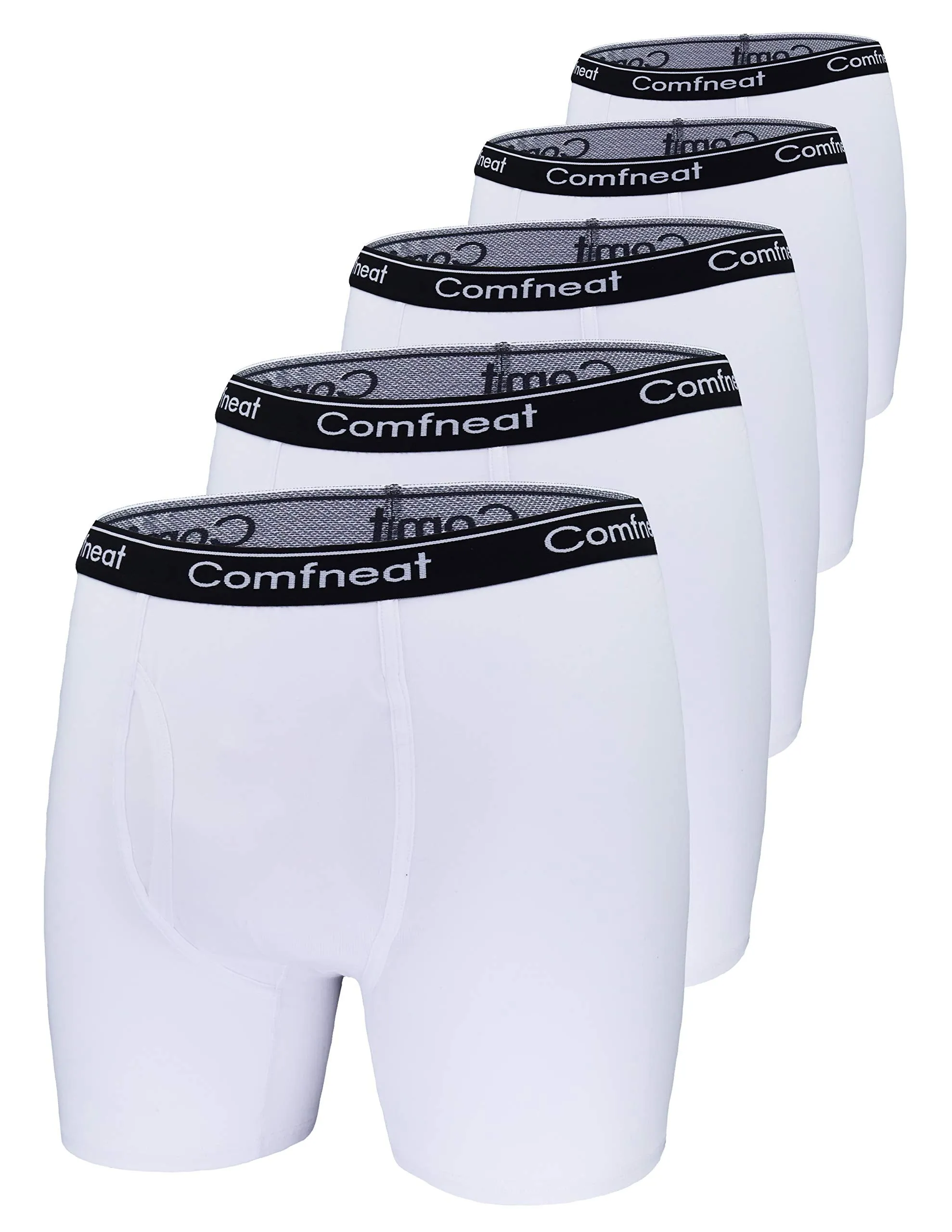 Comfneat Men's 5-Pack Big & Tall 3XL-7XL Boxer Briefs Cotton Spandex Underwear Underpants with Fly