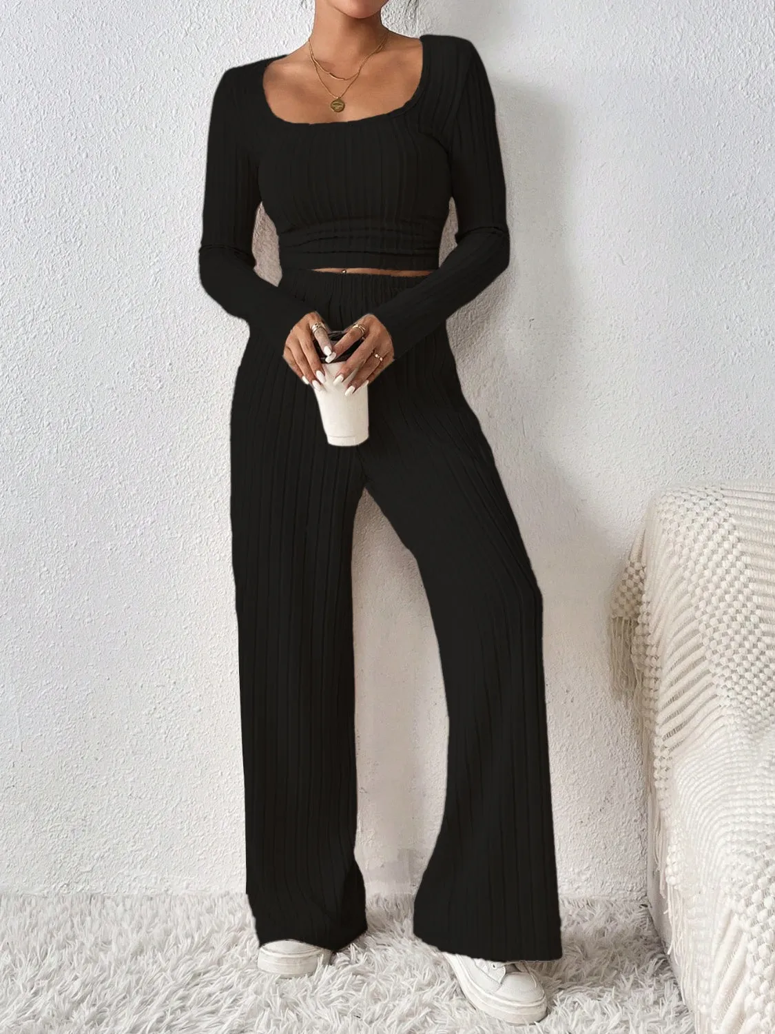 Cozy Long Sleeve Top and Pants Set