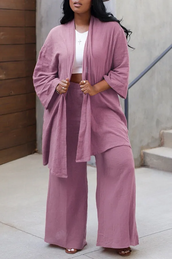 Cozy Solid Cardigan & Pants Set