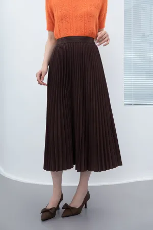 Dark Brown High Waist Pleated Skirts