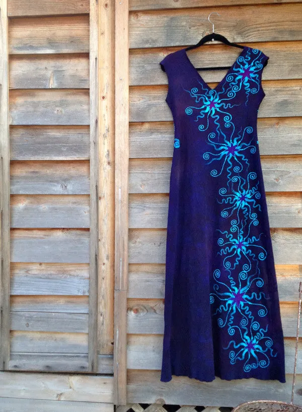 Deep Blue and Purple Organic Cotton Batik Dress