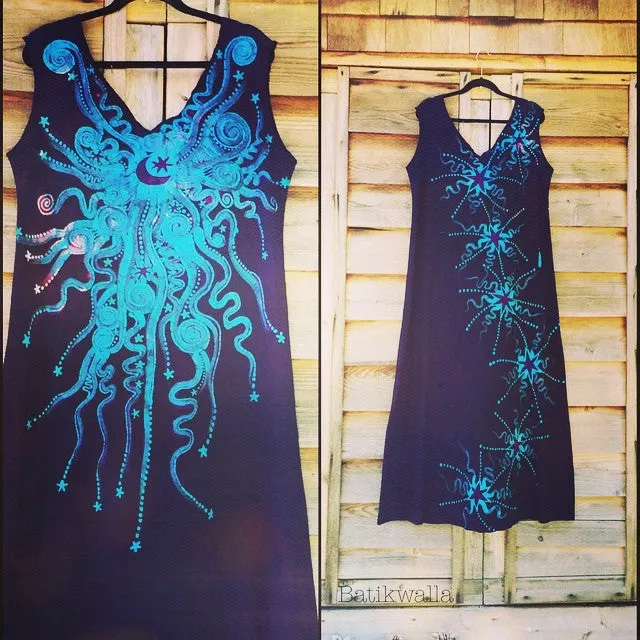 Deep Blue and Purple Organic Cotton Batik Dress