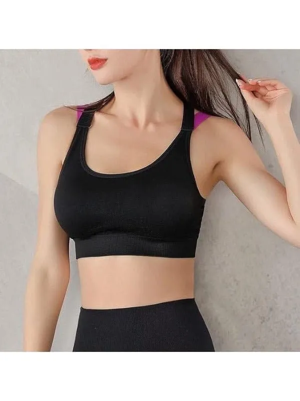 Elastic Multi-Color Criss-Cross Back Sportsbra