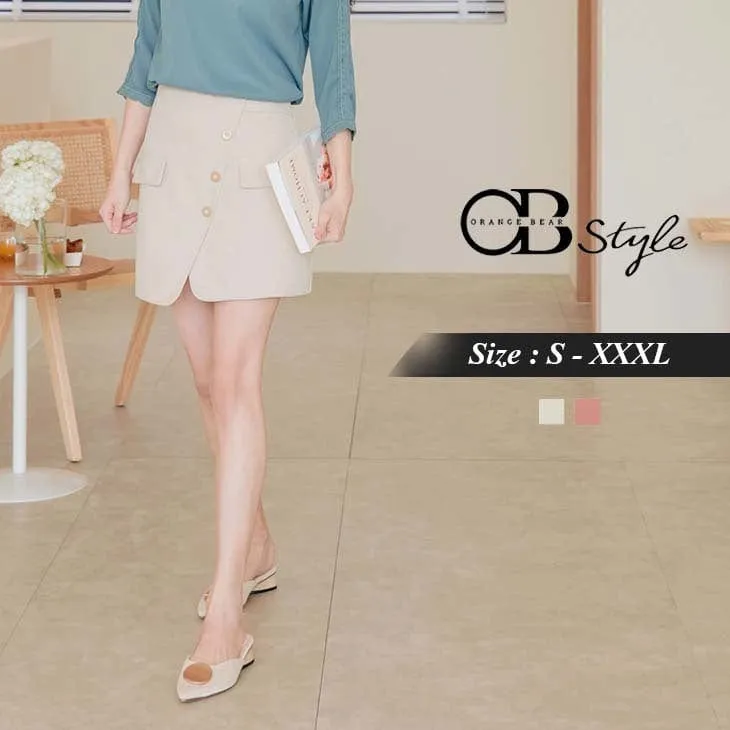 ELEGANT ASYMMETRICAL BUTTONS A-LINE MINI SKIRTS