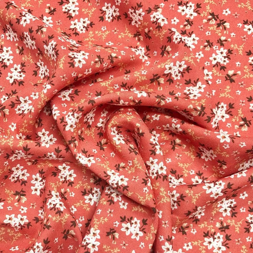 Elegant Floral Viscose Challis Fabric