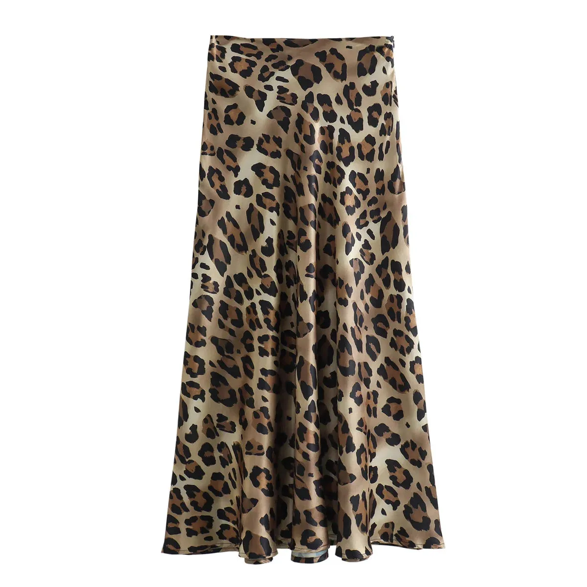 Elegant Summer High Waist Leopard Print Midi Skirt