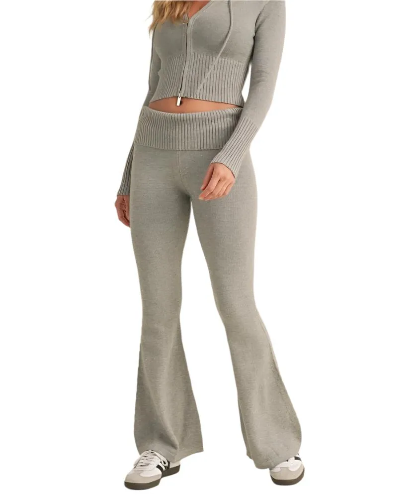 Fallon Foldover Flare Knit Sweater Pants