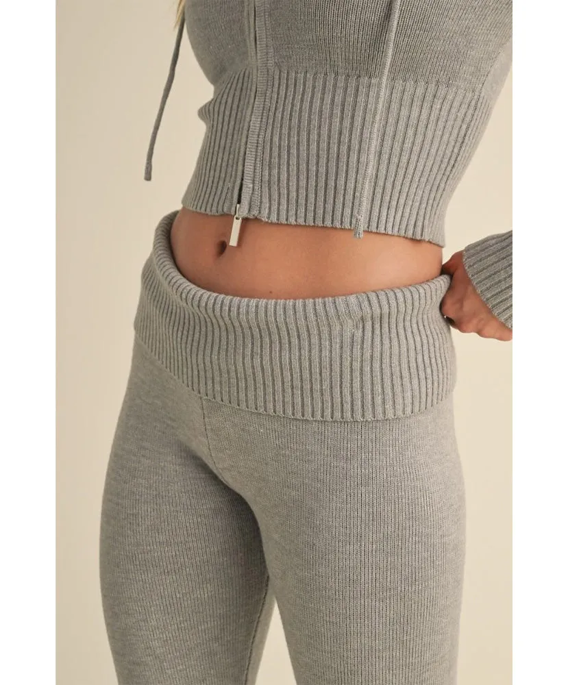 Fallon Foldover Flare Knit Sweater Pants