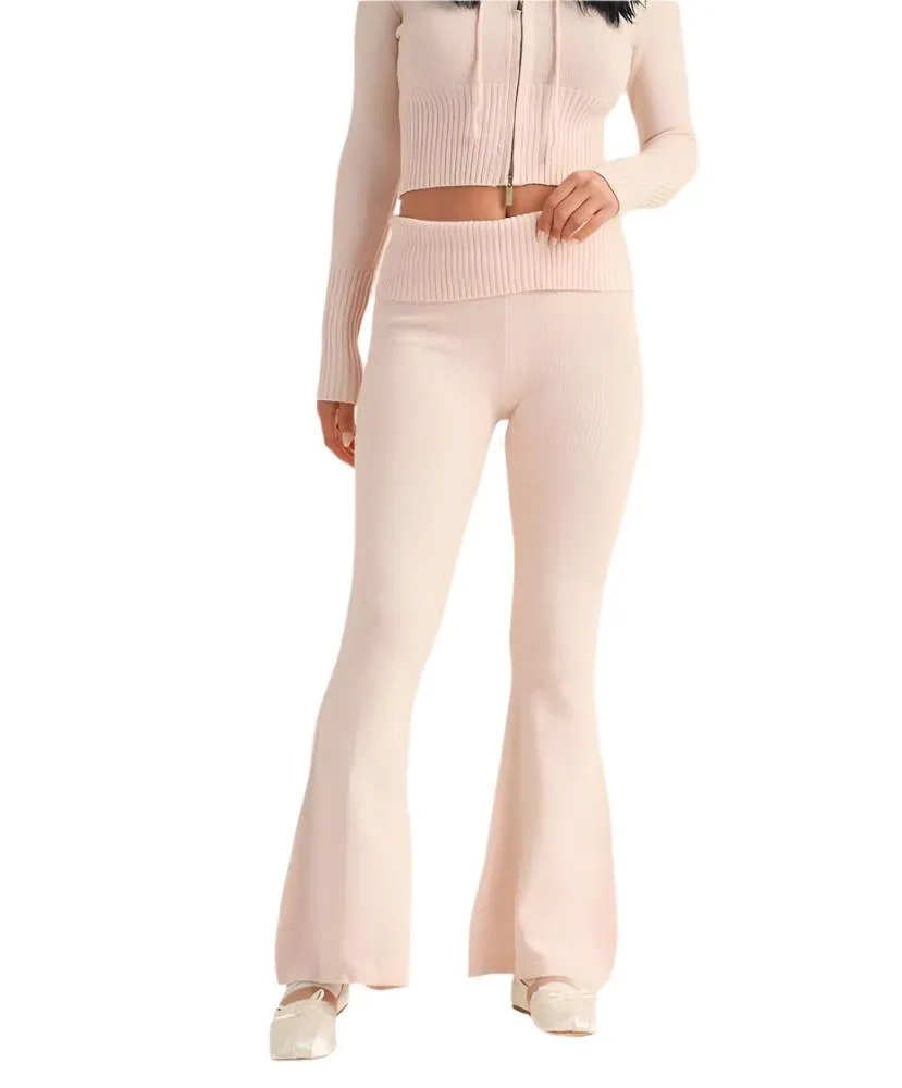 Fallon Foldover Flare Knit Sweater Pants