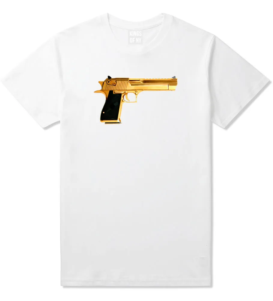 Gold Gun 9mm Revolver Chrome 45 Boys Kids T-Shirt