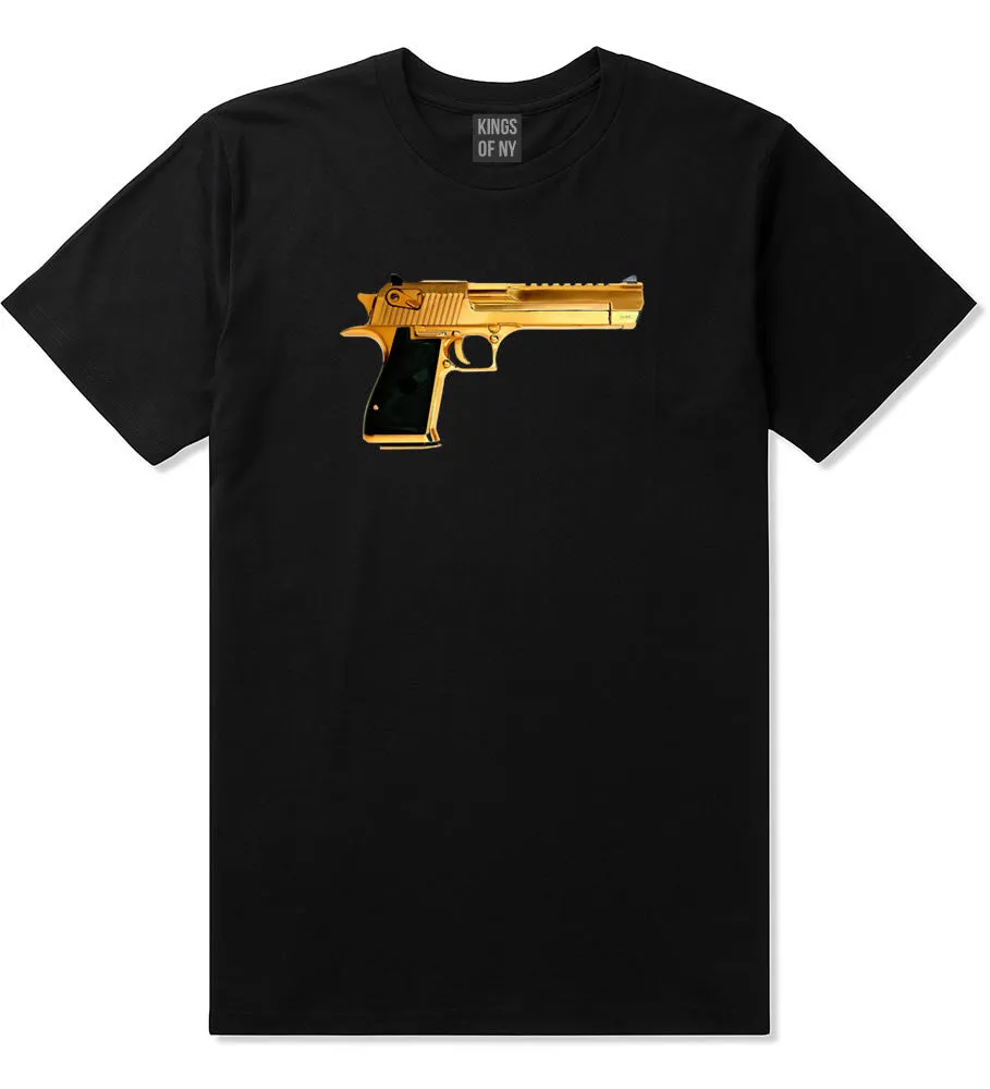 Gold Gun 9mm Revolver Chrome 45 Boys Kids T-Shirt