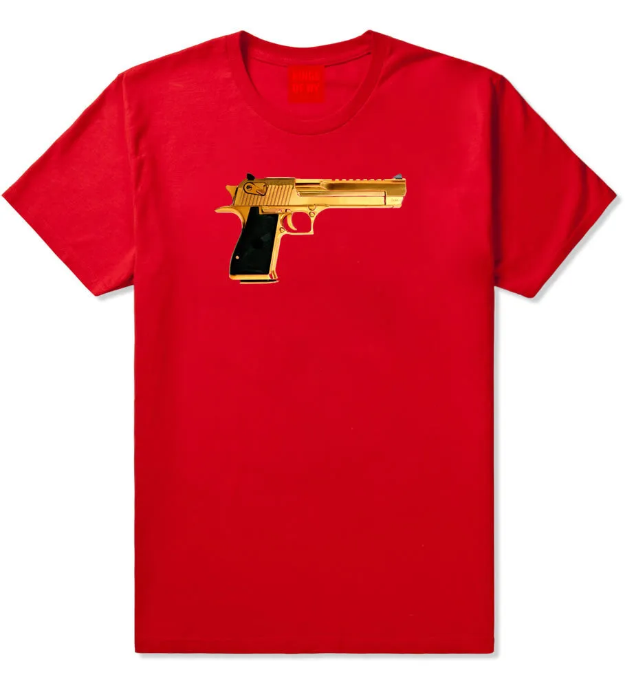 Gold Gun 9mm Revolver Chrome 45 Boys Kids T-Shirt