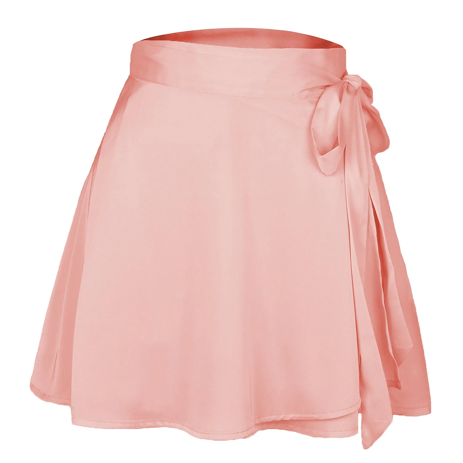 Hit Pure Color High Waist Fashion Tie Short Skirt