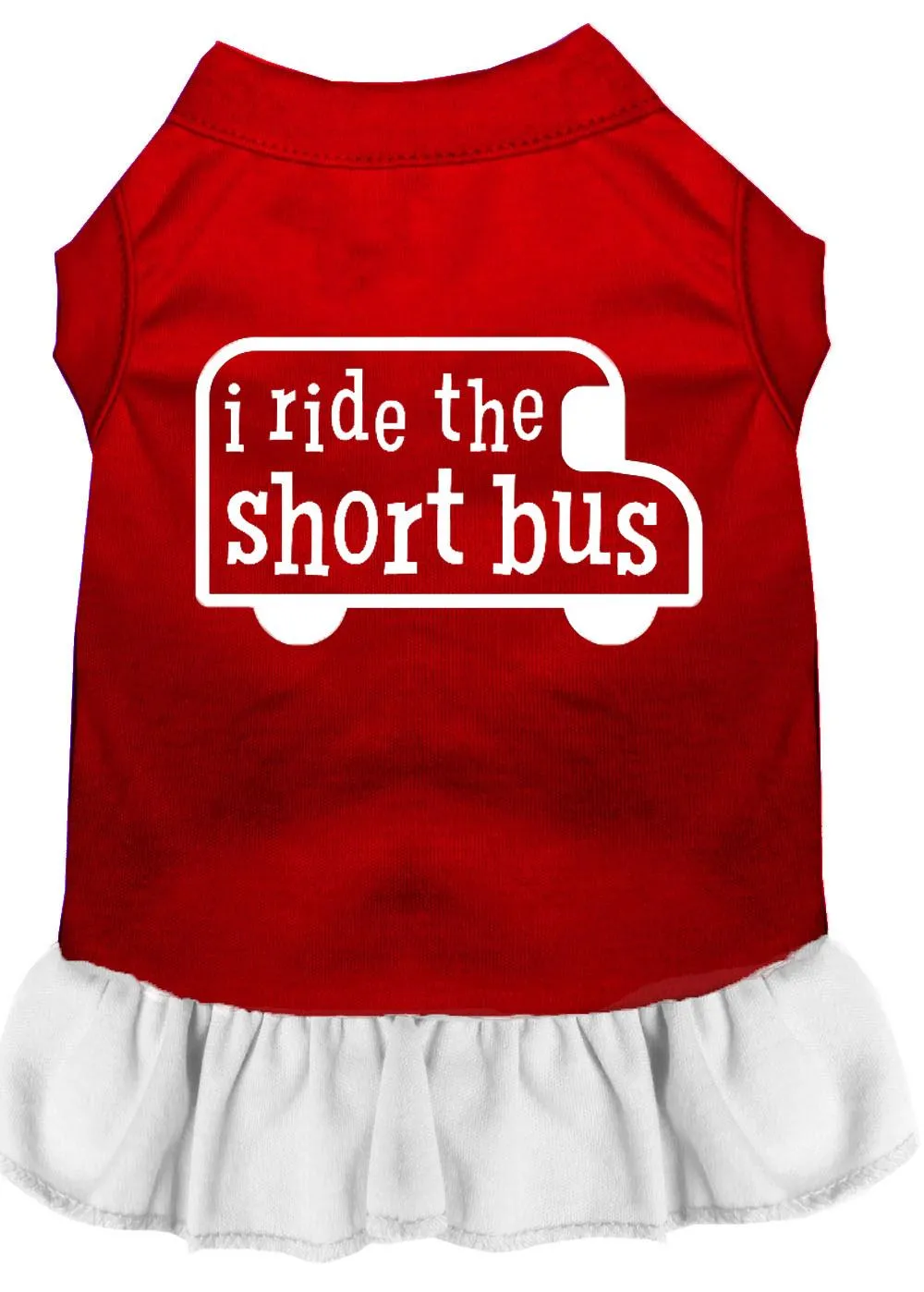 I Ride The Short Bus Screen Print Dress Red With White Sm (10)