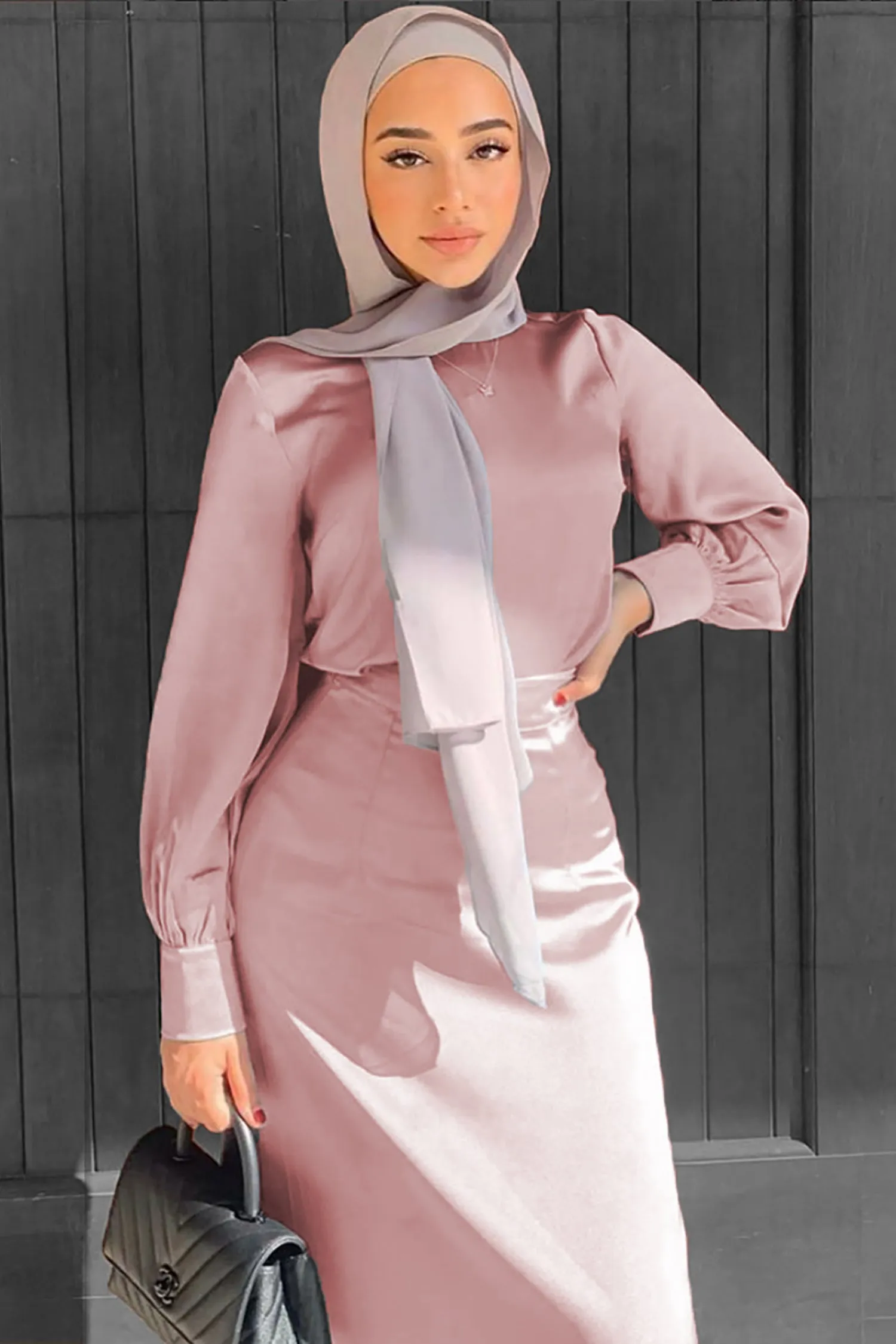 Lameera Satin Blouse - Dusty Rose