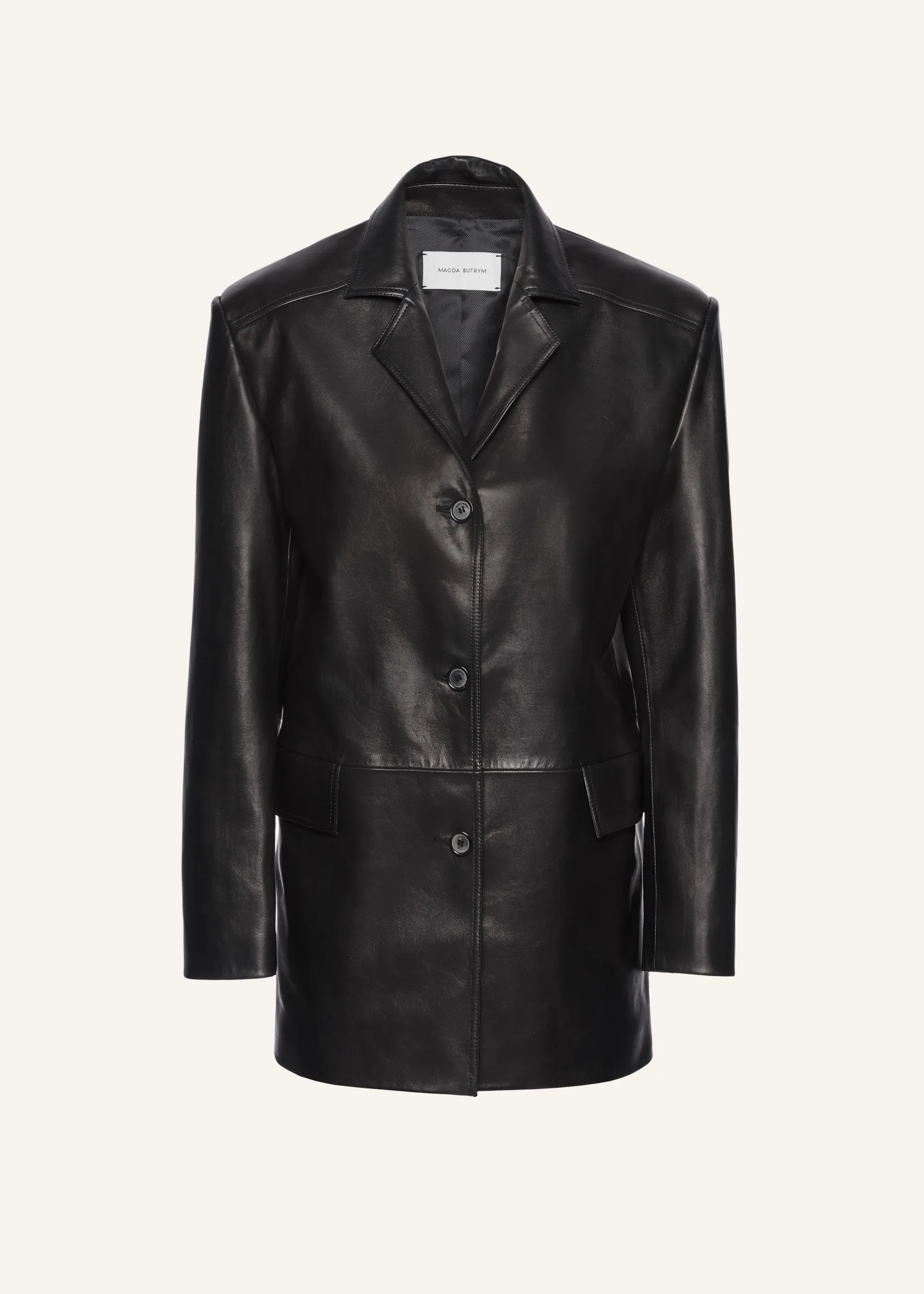 Leather car jacket in black