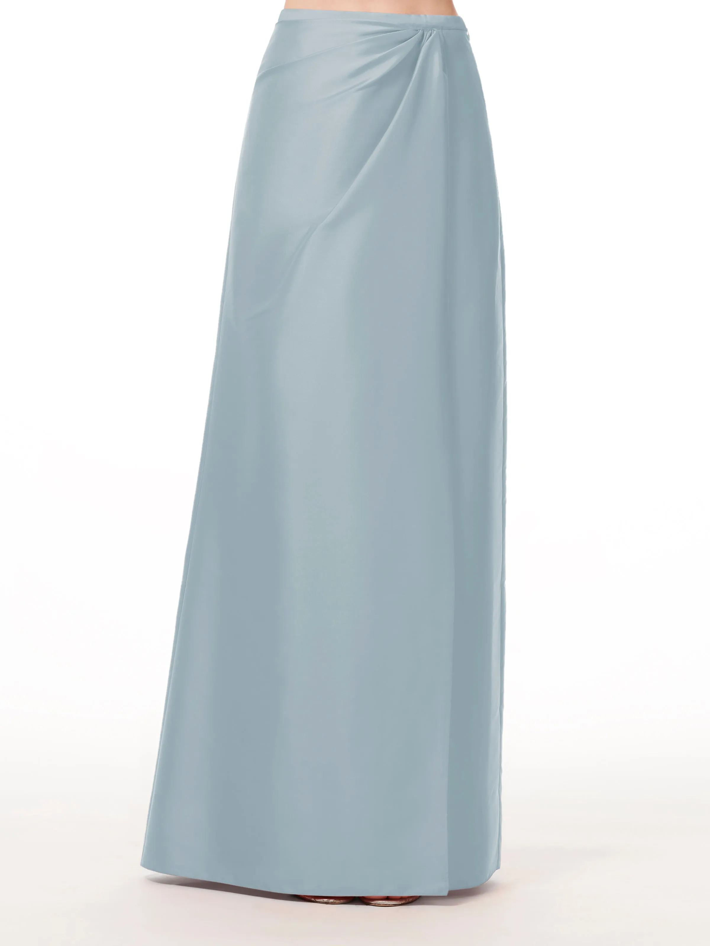 LIGHT BLUE TAFFETA SLIM WRAP SKIRT