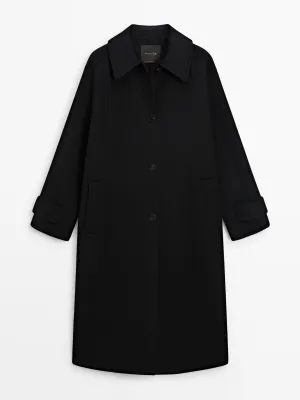 Long wool blend trench coat