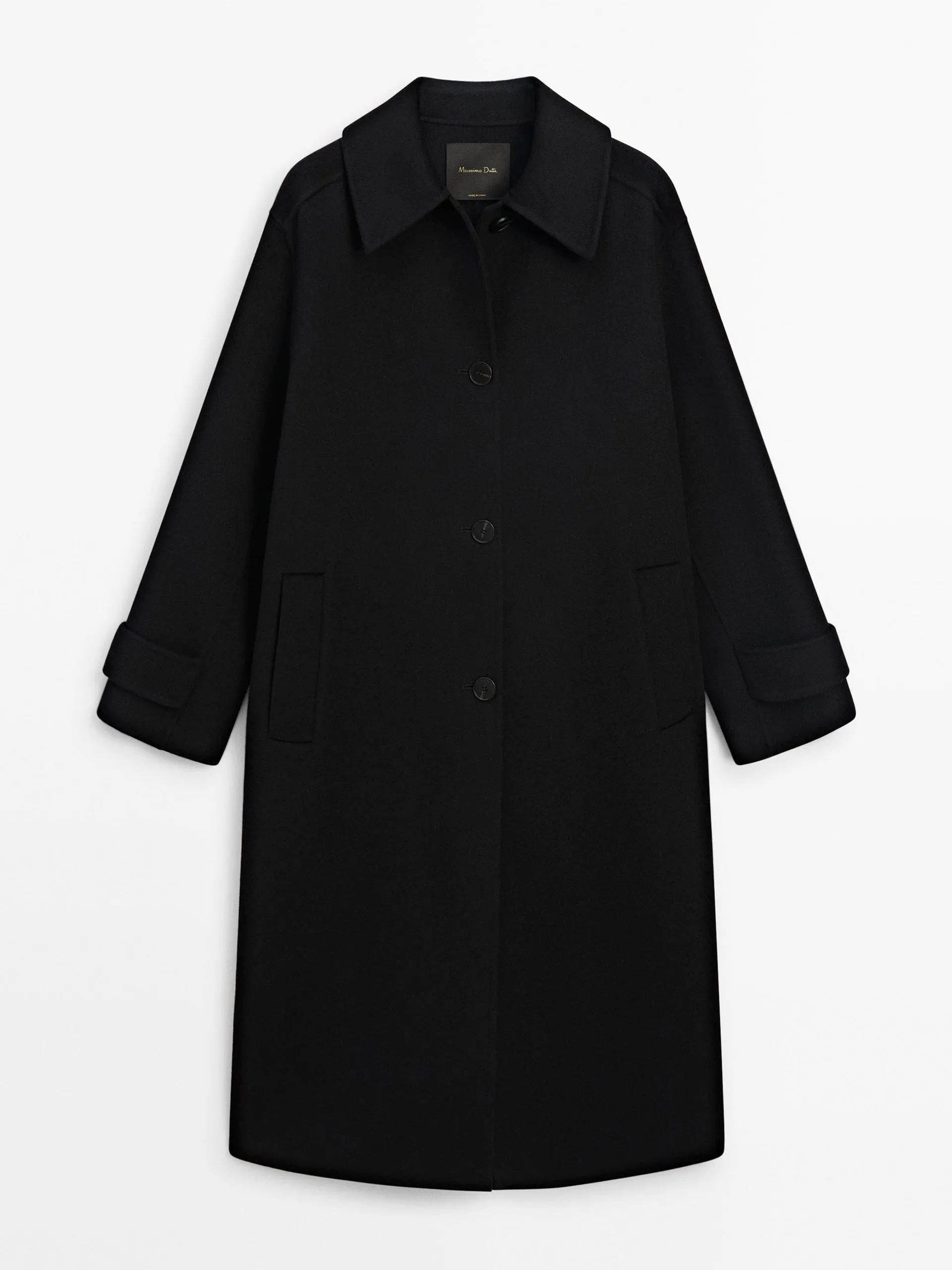 Long wool blend trench coat