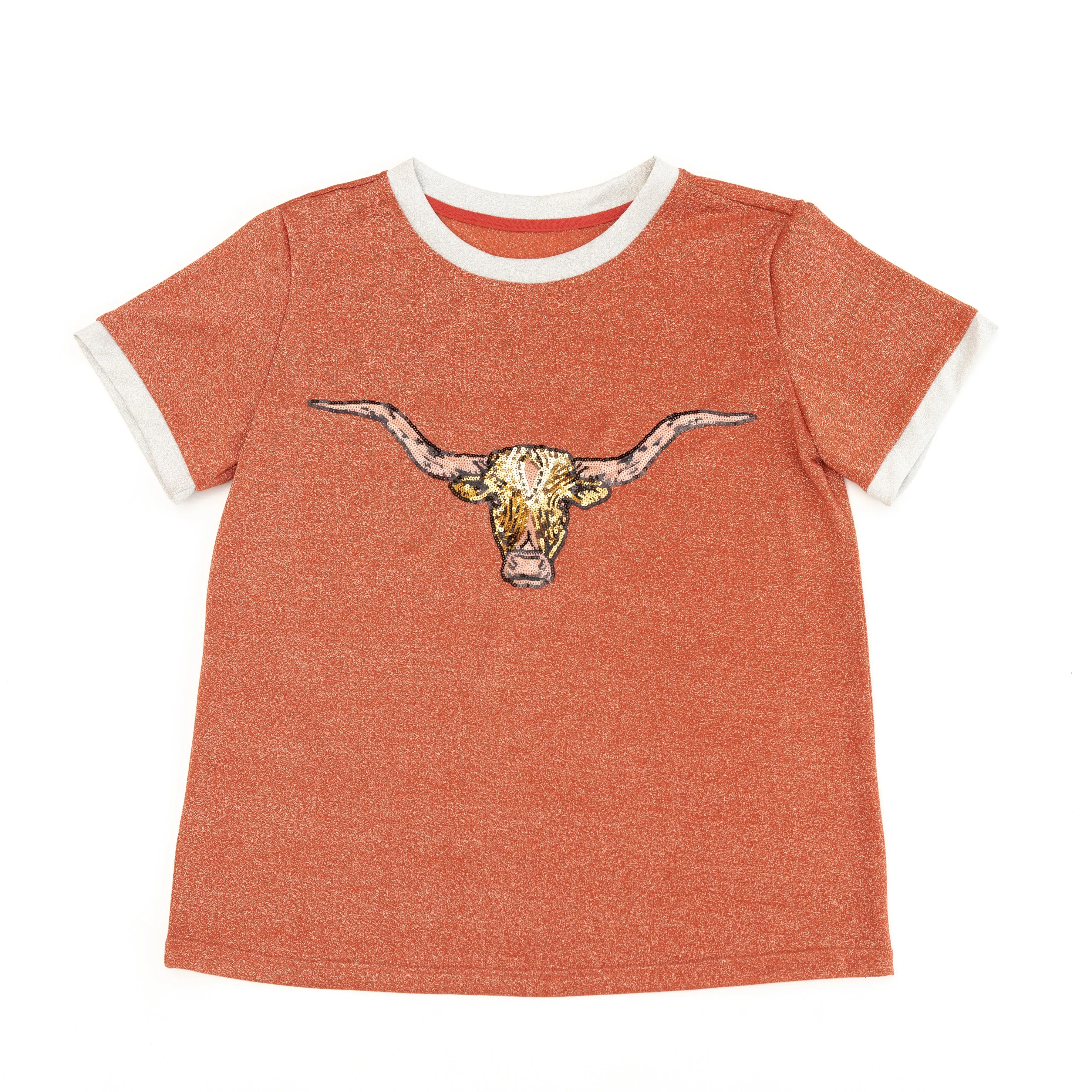 Longhorn Glitter Two Tone Tee