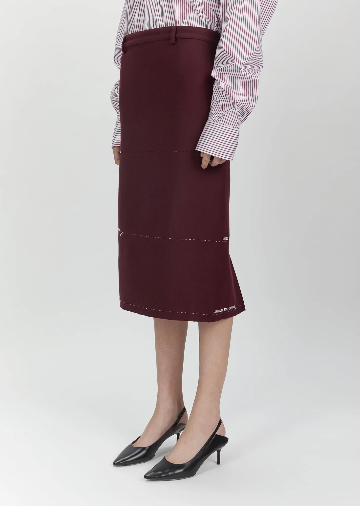 Milanesa Stitched Wool Pencil Skirt