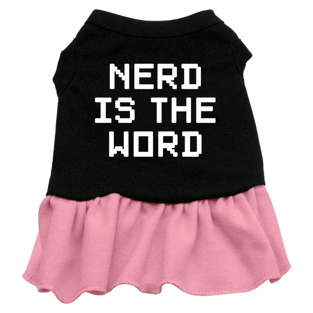 Nerd is the Word Screen Print Dress Black with Pink XXL (18)