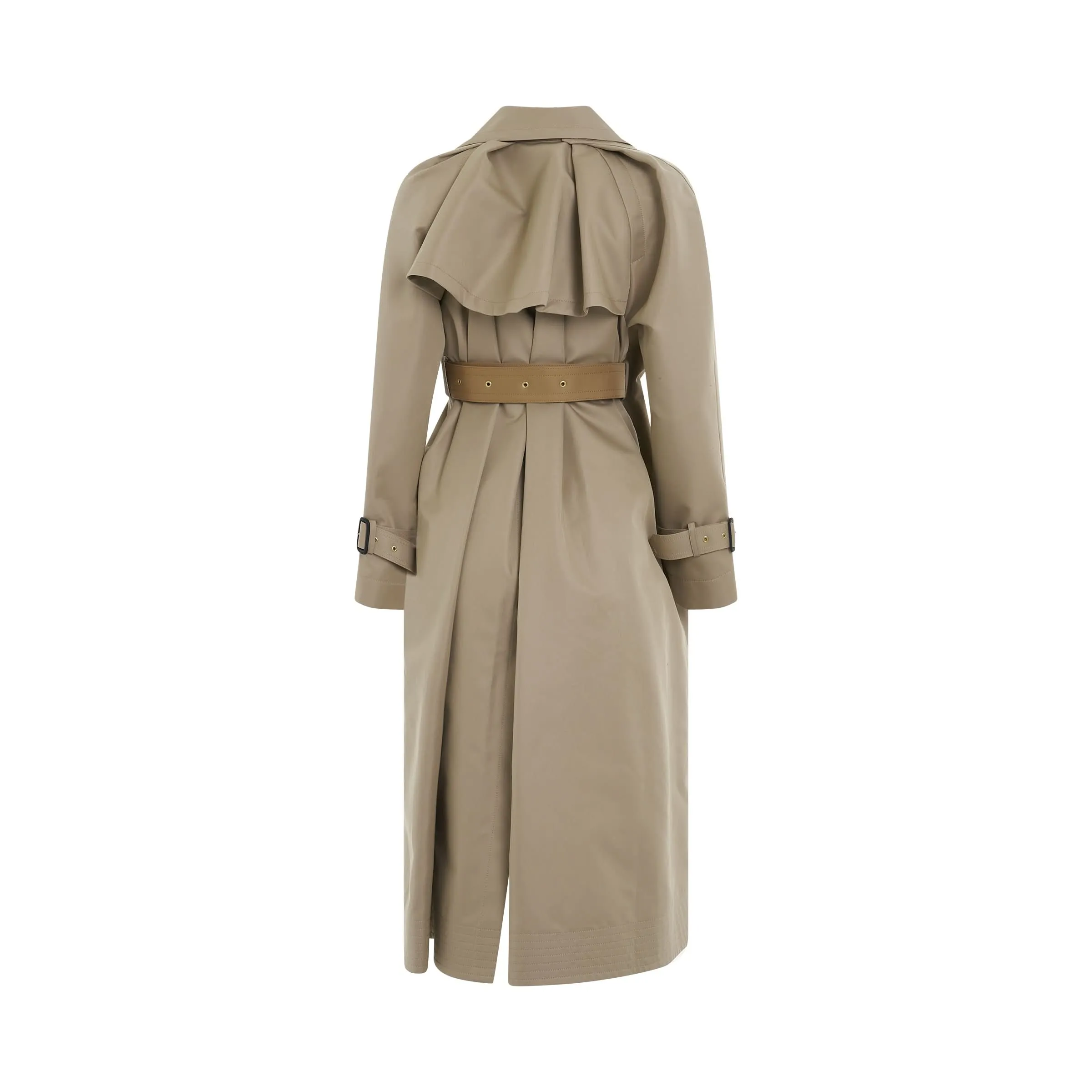 Panelled Cotton Gabardine Coat in Beige