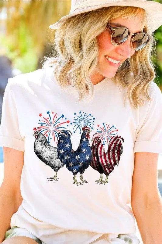 Patriotic USA Chicken Graphic T Shirts