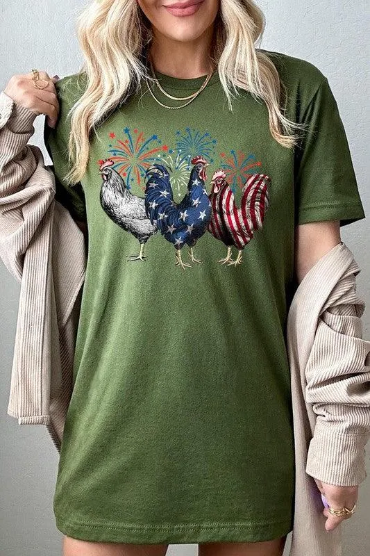 Patriotic USA Chicken Graphic T Shirts