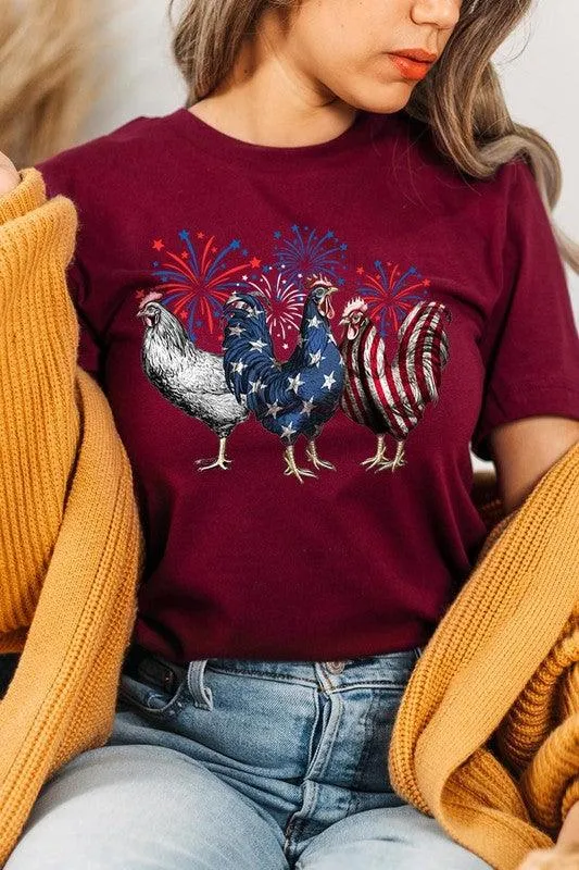 Patriotic USA Chicken Graphic T Shirts